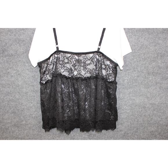 Torrid Top Women's Size 2 Peplum Ruffle Cami 2Fer Top White and Black - Picture 8 of 11